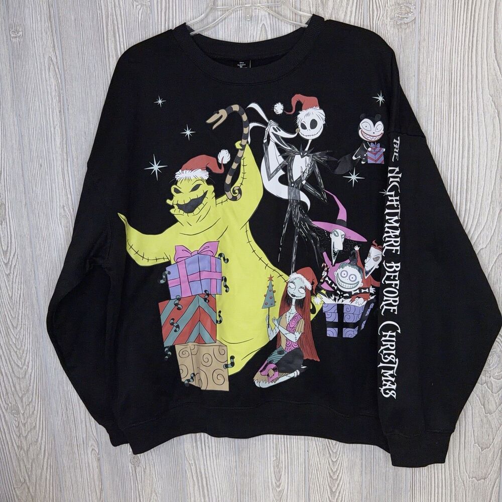 Nightmare Before Christmas CrewNeck Sweatshirt Women's Size XL Black Jack Oogie